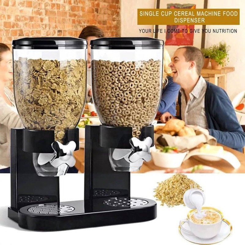 DOUBLE CEREAL DISPENSER SIZE DRY FOOD KITCHEN STORAGE TWIN CONTAINER ...