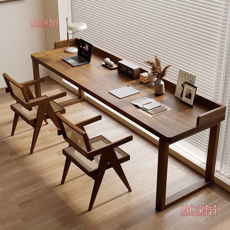 MRT Solid Wood Simplicity Study Log Style Home Computer Table And Chair ...