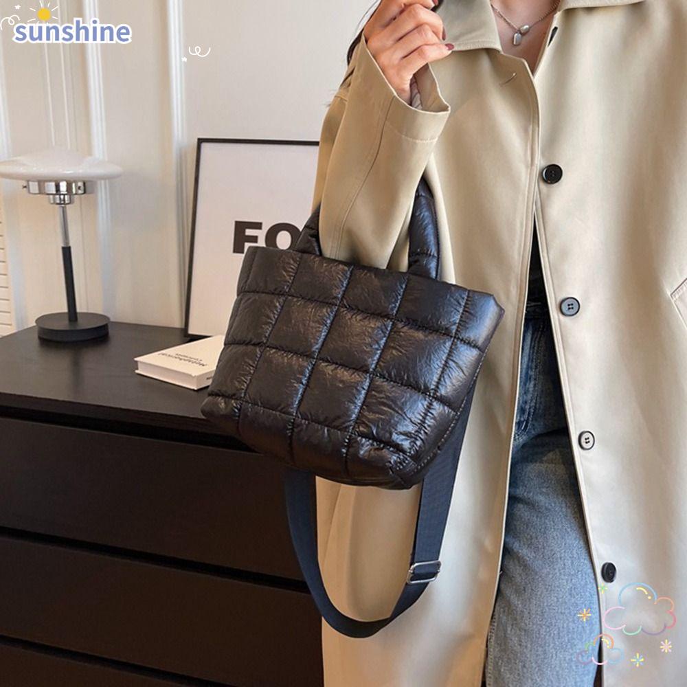 SSUNSHINE Quilted Puffy Handbag, Pleated Cloud Quilted Plaid Puffer ...