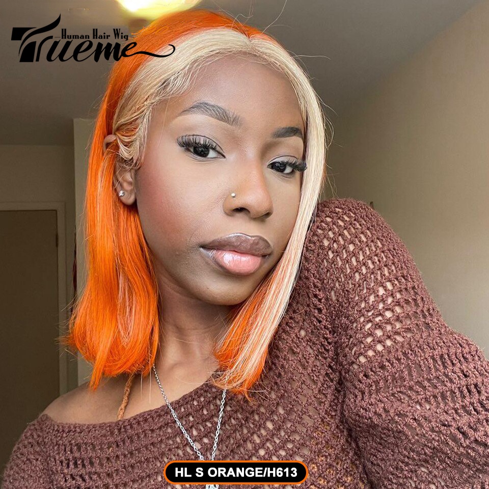 Short orange clearance human hair wig