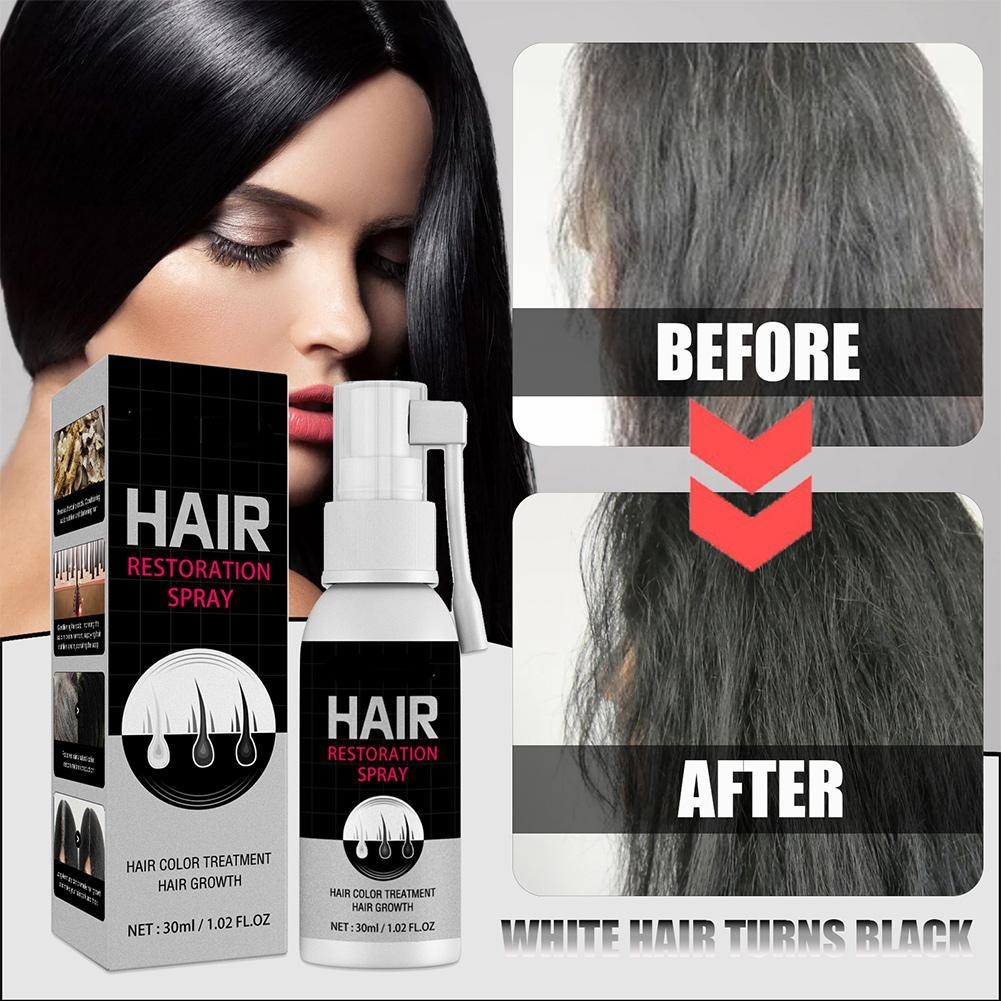 Black Hair Growth Spray Prevent White Hair Restore Melanin Serum Anti ...