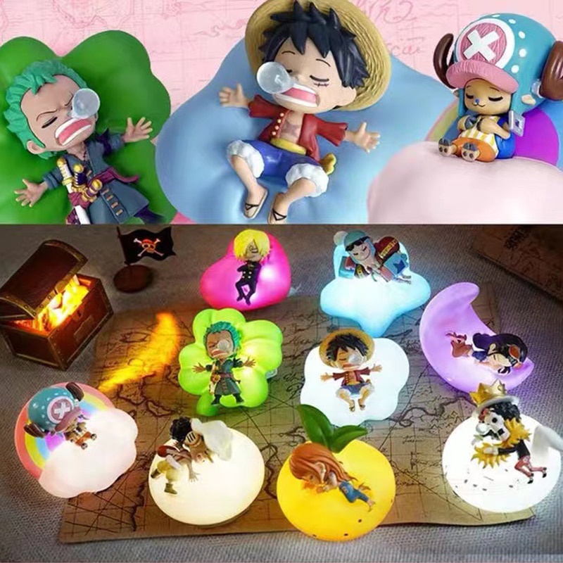 9Pcs/Set One Piece Luffy Zoro Sanji Nami Brook Japanese Anime Figures Gift  TOY