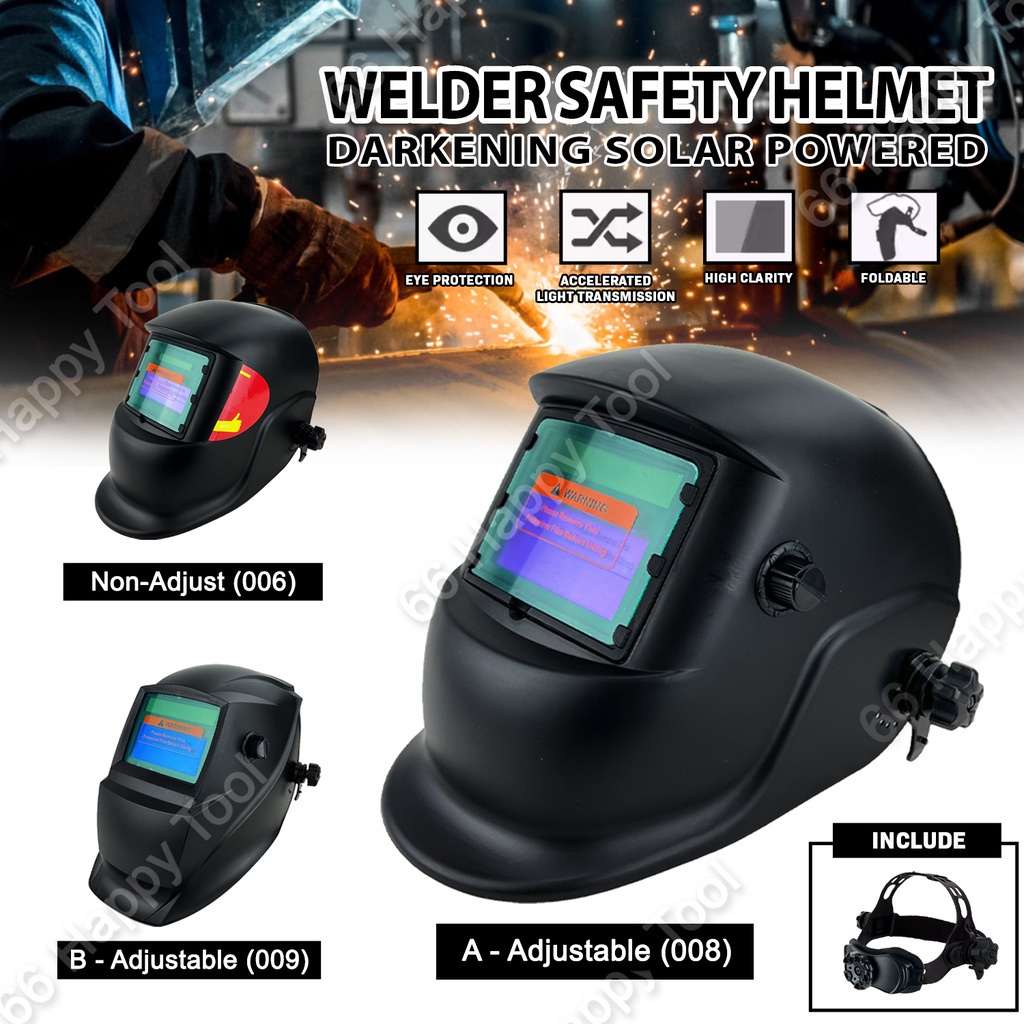 Welding Helmet Auto Darkening Solar Powered Full Face Shield Protection ...