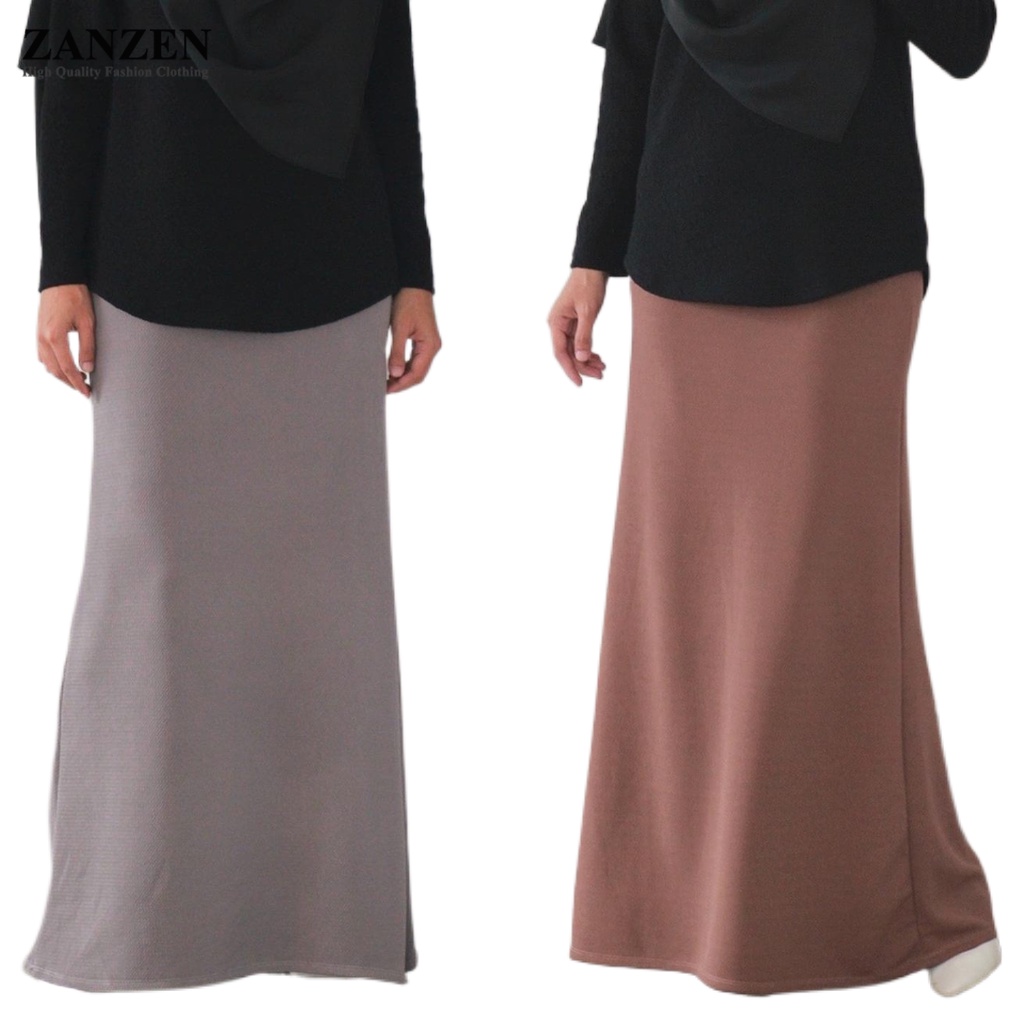 ZANZEN Skirt Straight A Cut Muslimah Women Wanita Skirt Labuh