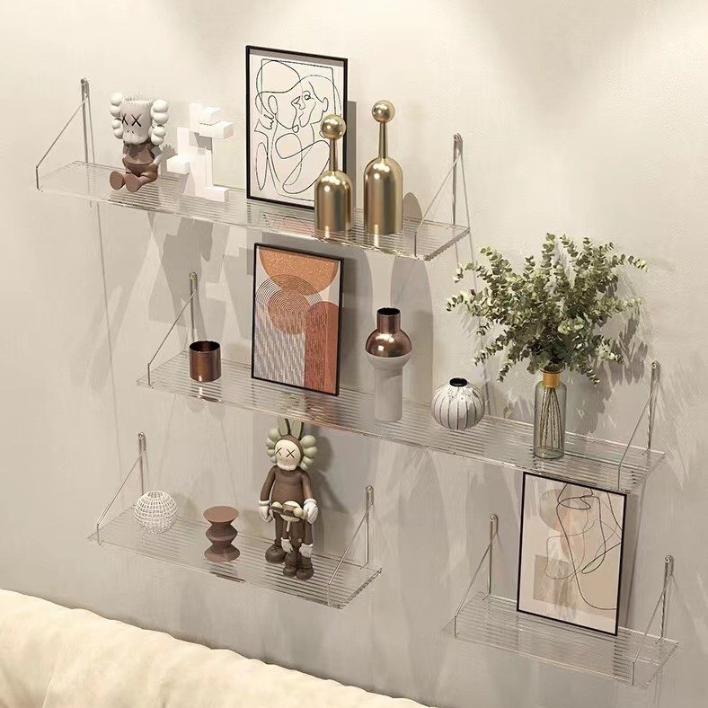 No-Drill Transparent Acrylic Wall Shelf Router Floating Wall-Mounted ...