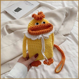 Women's Cute Cartoon Duck Shaped Crochet Crossbody Bag