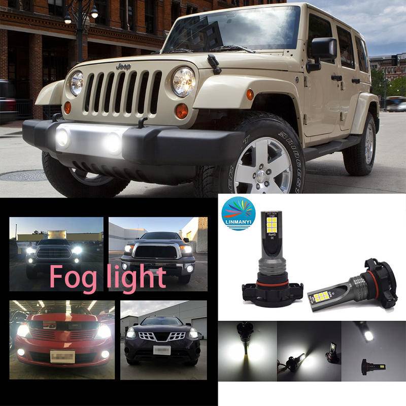 2PCS Fog light H16 6000K White Projector LED 12V bulbs For Jeep