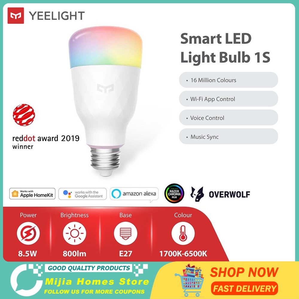 Newest Yeelight Smart LED Bulb 1S RGB E27 8.5W 800 Lumens Smart WiFi Remote  Control For MiHome Homekit11737