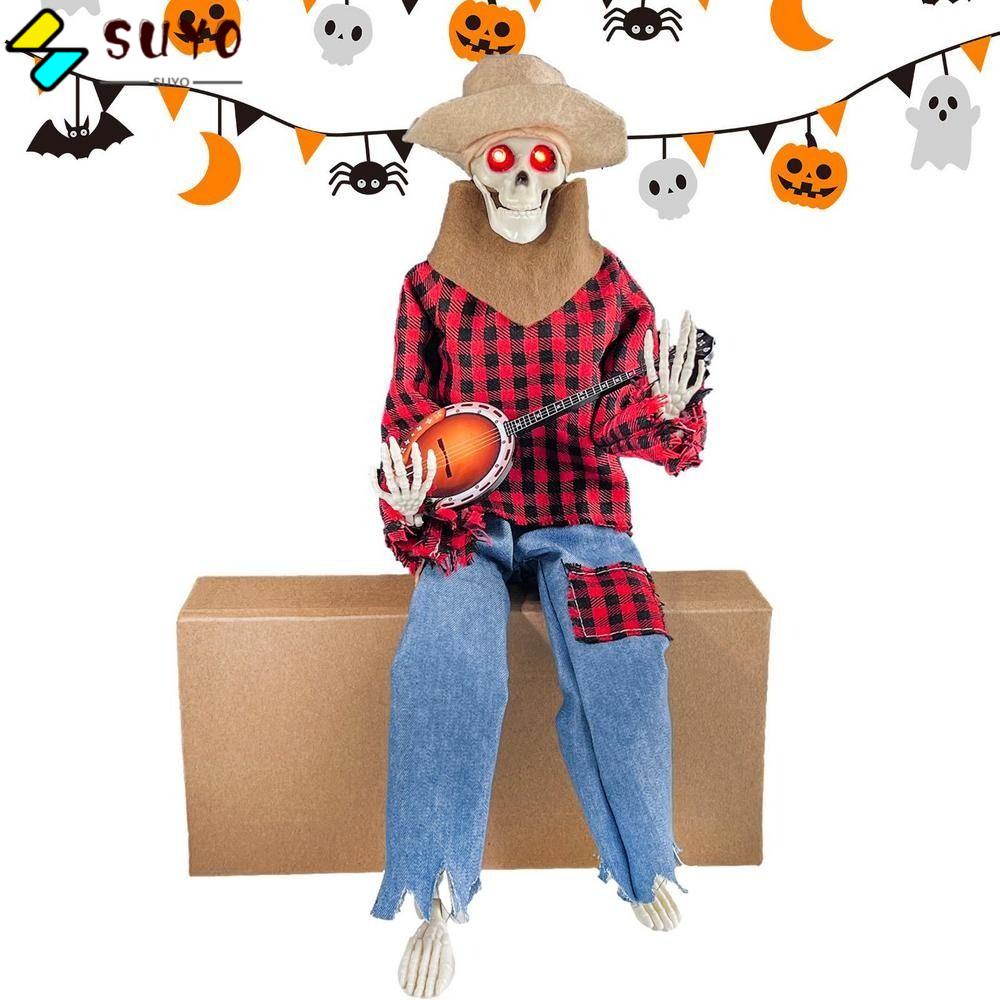 SUYO Glowing Skull Guitar Statue, PP Latest Horror Night Dueling Banjo