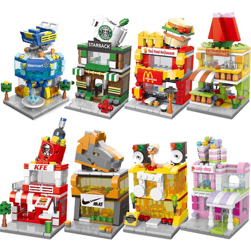 8 Style Children City Mini Street View Building Blocks House Is ...