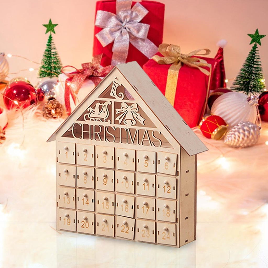 [chfqmrq] Advent Calendar Christmas Wooden Advent Calendar 24 Days Christmas for Bedroom Shop