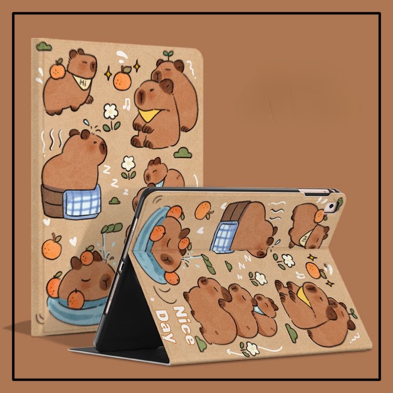 カピバラ様iPad専用 Cartoon capybara for iPad case style of book with pencil slot IPad