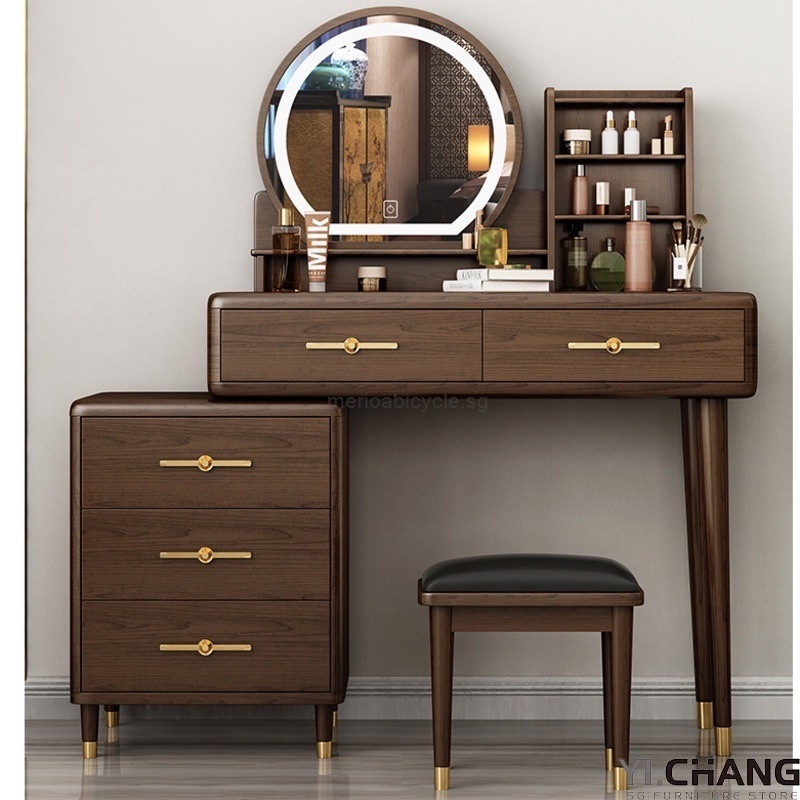 New Chinese Solid Wood Dressing Table With Mirror Bedroom Modern Simple