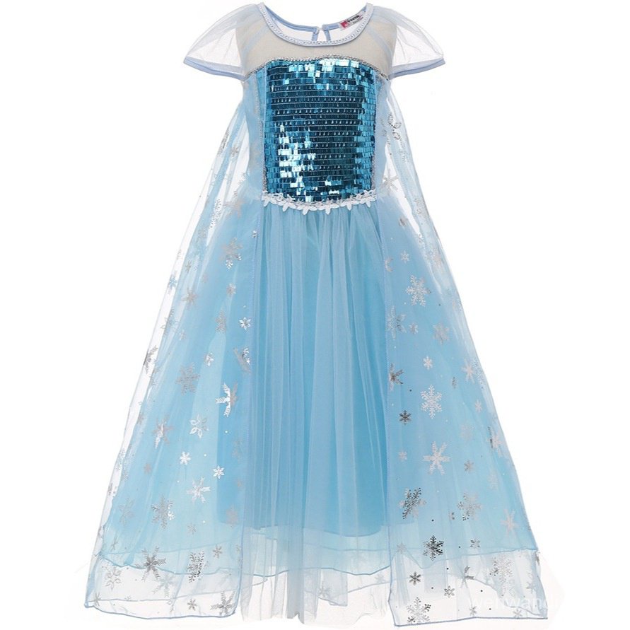 【In Stock】Blue Frozen Princess Dress Girls Elsa Snow Queen Christmas ...