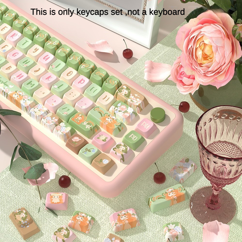 Pink Garden Pbt Pink Original Theme Keycap MDA Height Dye Sublimation ...