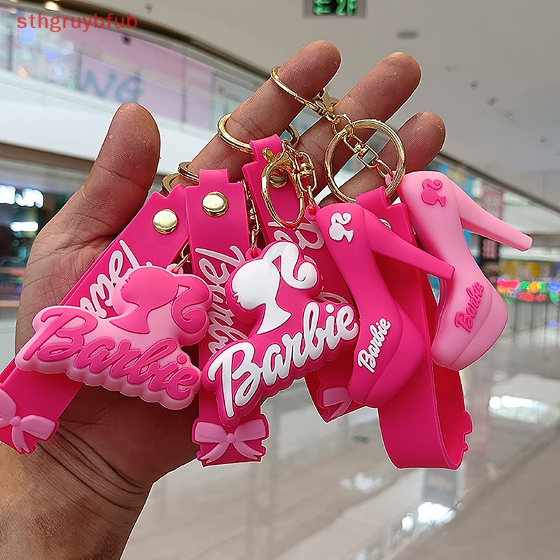 STHB Pink Barbie Key Chain Cartoon Letter Pendant Love Key Ring ...