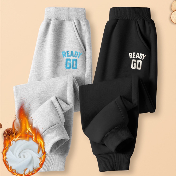 [ZY] 80-160cm Ready Stock Children's Fleece-Fleece Sweatpants Thickened Sports Pants Autumn ...
