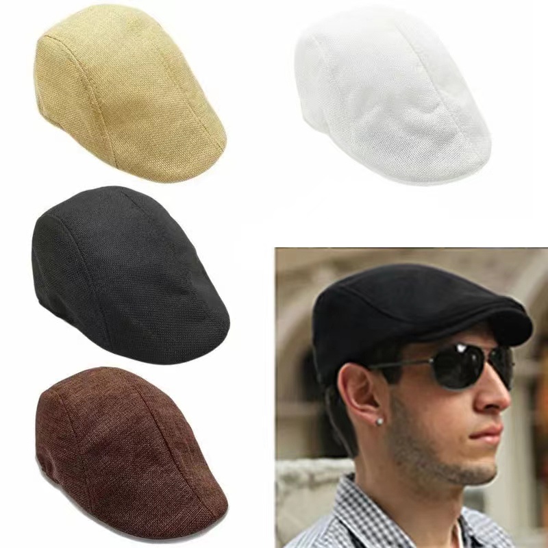 10401 Korean Version of The Tide Men's Cotton Forward Cap British Linen ...