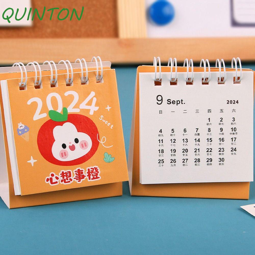 QUINTON 2024 Calendar, Agenda Organizer Standing Flip Calendar Mini