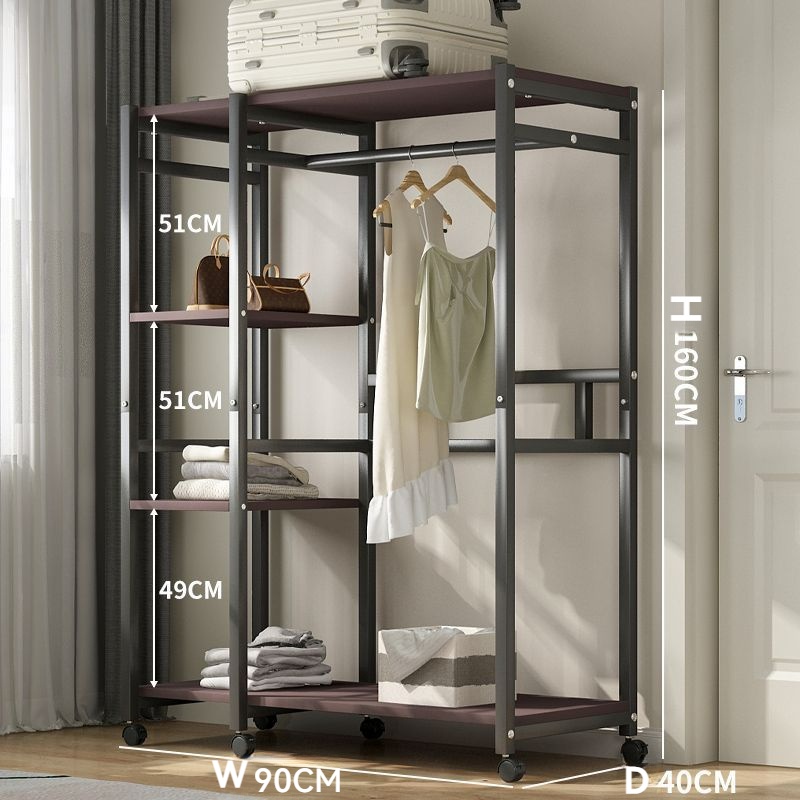 GT Wardrobe Clothes Rack Thicken Open Clothes Rack Bedroom Movable ...