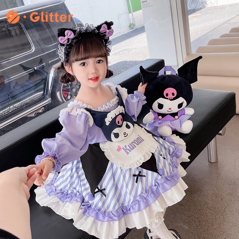 Sanrio Girl Kuromi For Girls Tutu Skirt Kawaii Anime Lolita Jk Princess ...