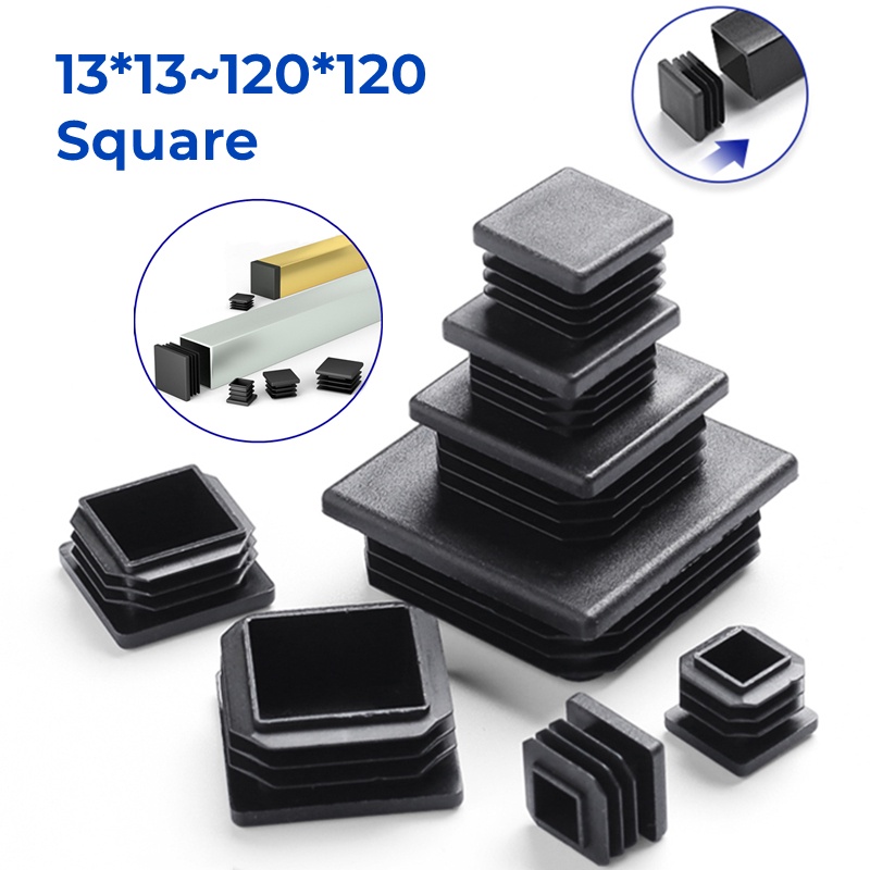 2-16 PCS Black PE Plastic Square Pipe Plug Waterproof Cap Blanking End ...