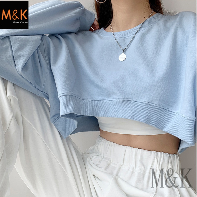 New Autumn Women Solid Sweater O-Neck Cropped Sweater Pullover Crop Top  Super Cropped Sweaters Shirts