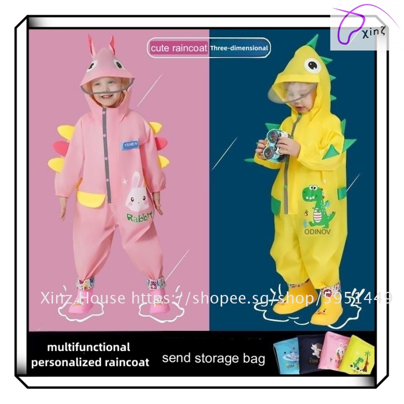 Children's raincoat for boys / girls baby raincoats big hat brim