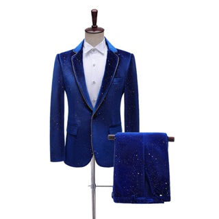 Men's New Suit Jacket Korean Fashion Velvet High Quality Male Suit