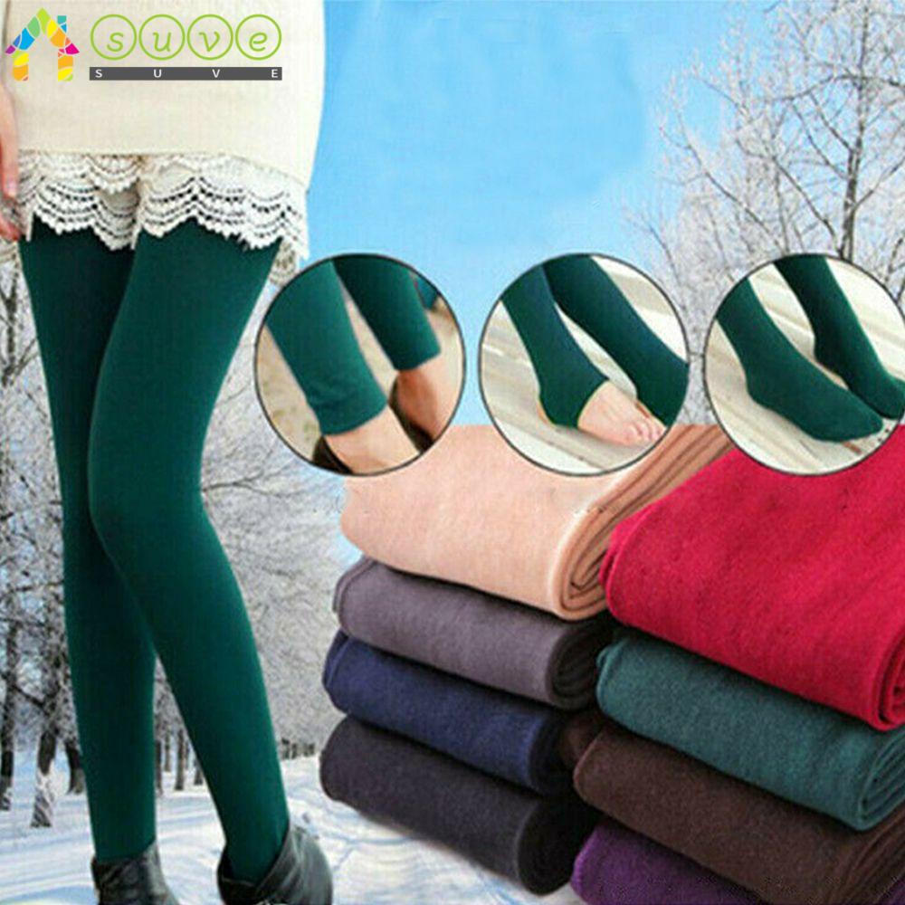 1pc Women's Winter Thick Nylon Warm Fleece Lined Footless Tights, Suitable  For Daily Wear Above -15°c