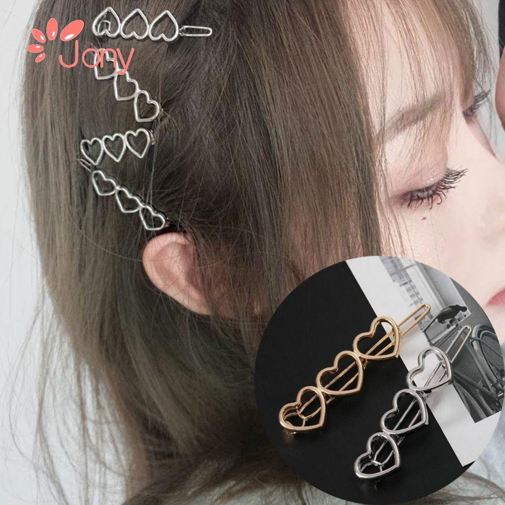 JY1 2PCS Side Clips, Metal Hair Styling Accessories Hollow Love Heart