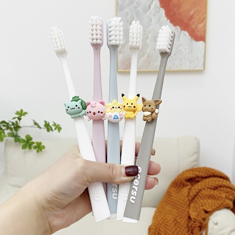 Pokémon cartoon toothbrush softbristled couple children and adults cute 10,000bristle brush