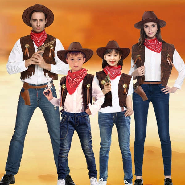halloween costume halloween decoration Halloween Costume Boys and Girls Western Cowboy Adult Children Parent Child Performance Annual Party Costume