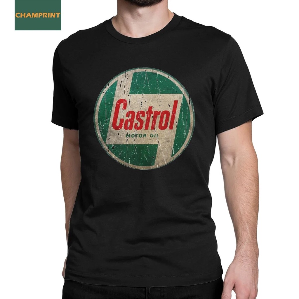 Funny Castrol Gas T-Shirt Men Round Collar 100% Cotton T Shirt Motor ...