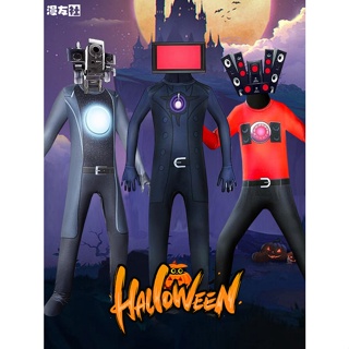 2023 Skibidi Toilet Toiletman Cosplay Costume Kids/Adults Halloween Funny  Dress