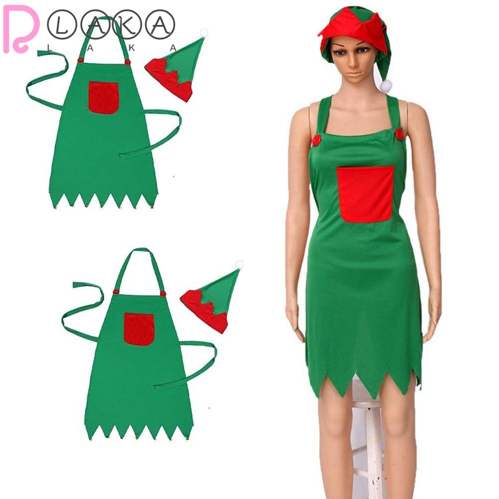 LAKAMIER Christmas Apron and Hat, Costume Cosplay Party Props, Cute