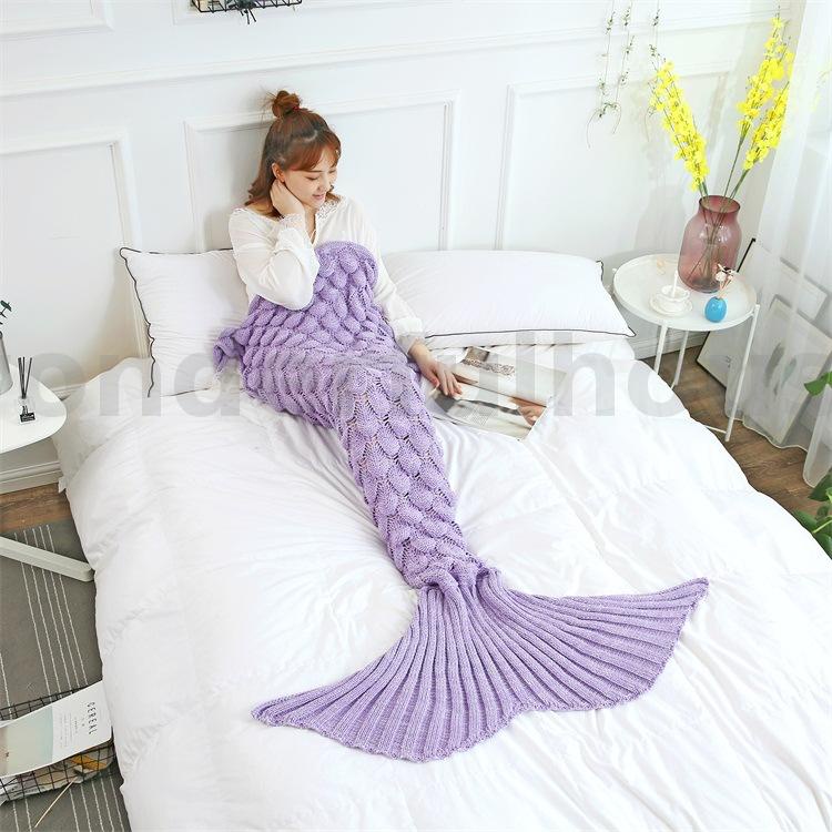 Mermaid Tail Blankets Yarn Knitted Handmade Crochet Mermaid Blanket