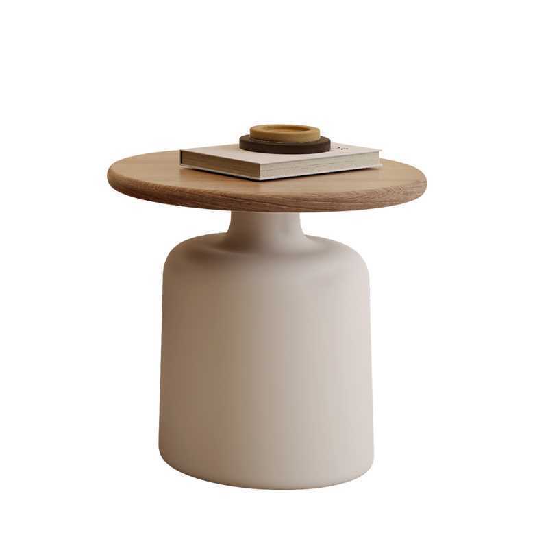 Cream Style Round Coffee Table Solid Wood Nordic Simple Small Modern