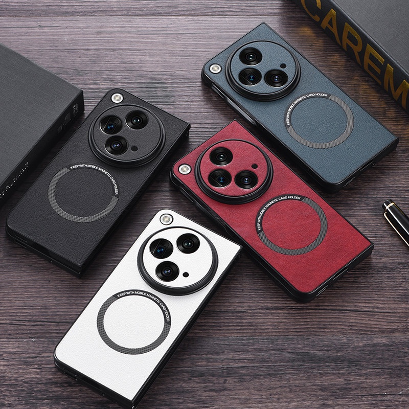 Coque En Cuir Rétro Pour OPPO Find N3 / OnePlus Open, Fermoir Magnétique, Texture Cuir, Neuve