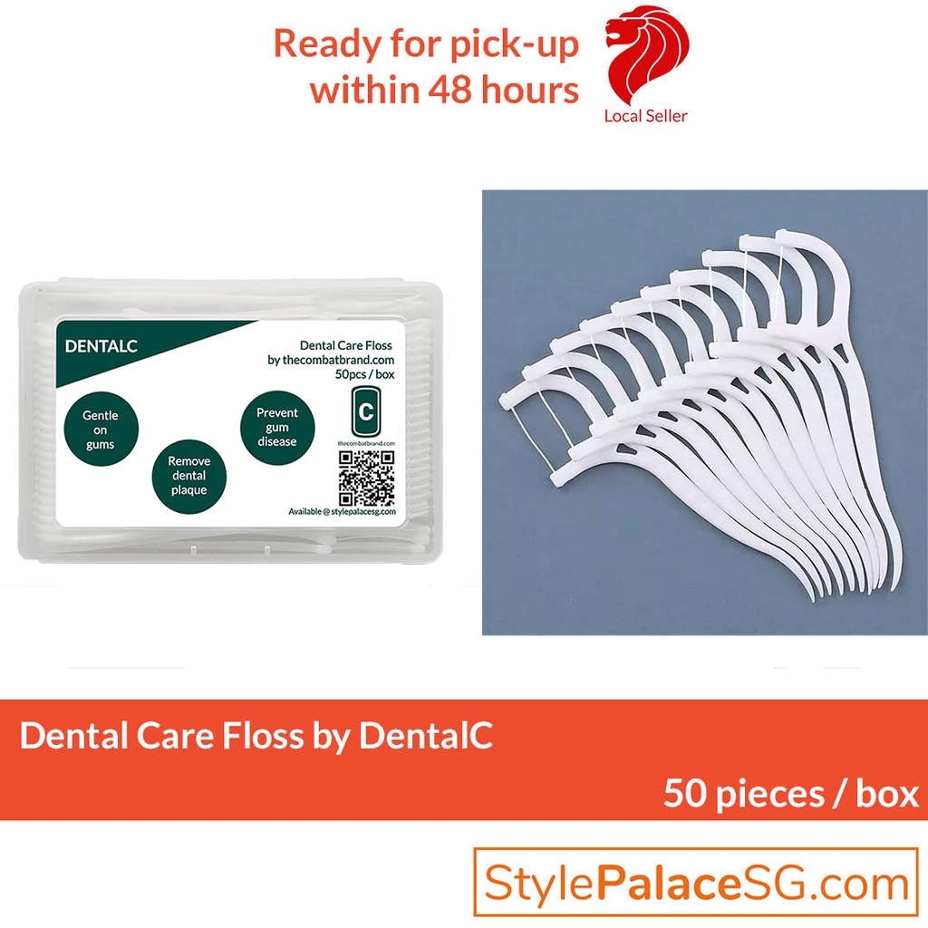 DentalC Dental Floss Toothpick with Curve Hook (50pc per box) Shopee