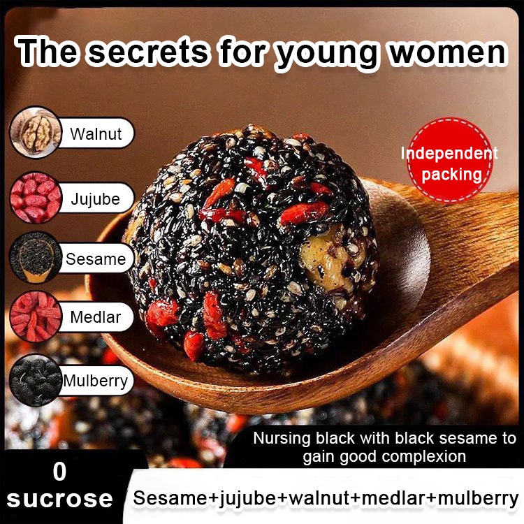 [Original] Walnut And Wolfberry Pure Black Sesame Balls Mulberries Goji