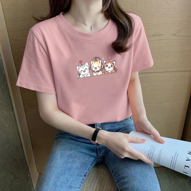2024 t t shirt women top short sleeve black t shirts New t shirt Women t shirt Round Neck Loose Fashion tshirt woman
