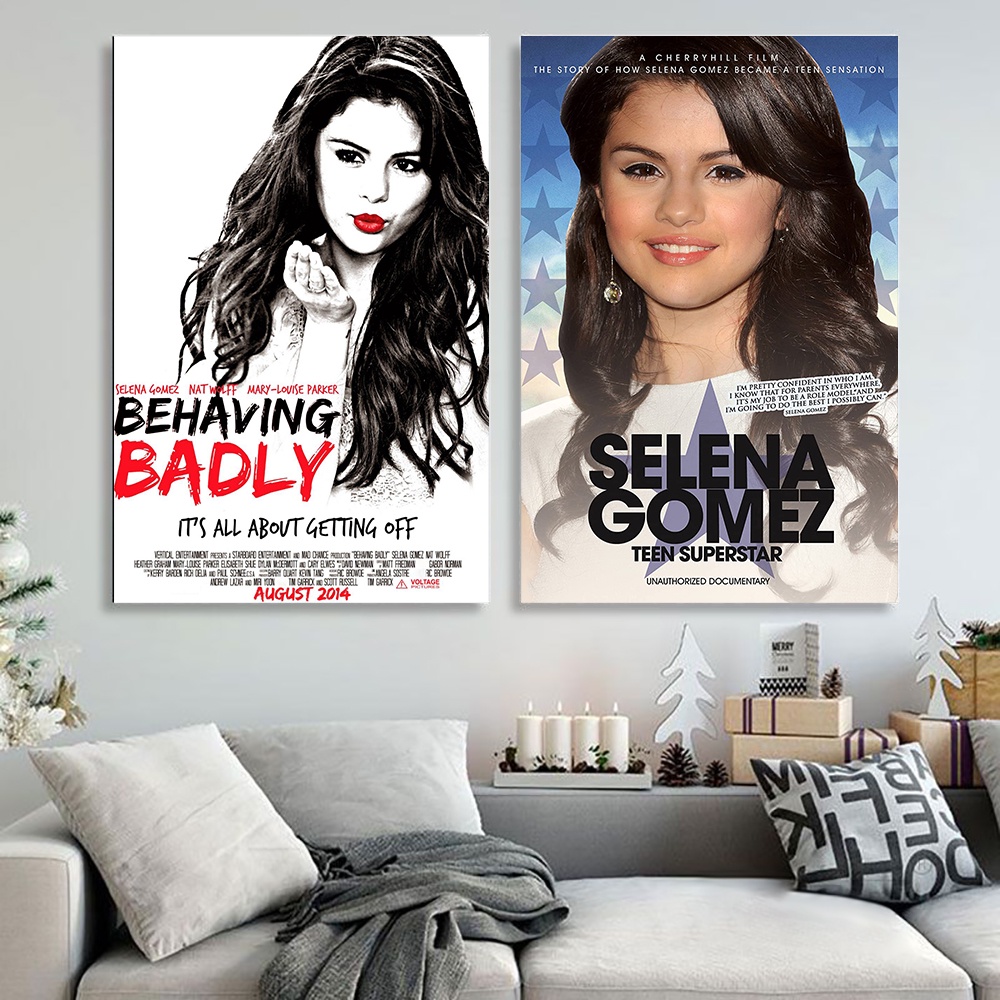 America Actress Singer Selena Gomez Vintage Black And White Portrait ...