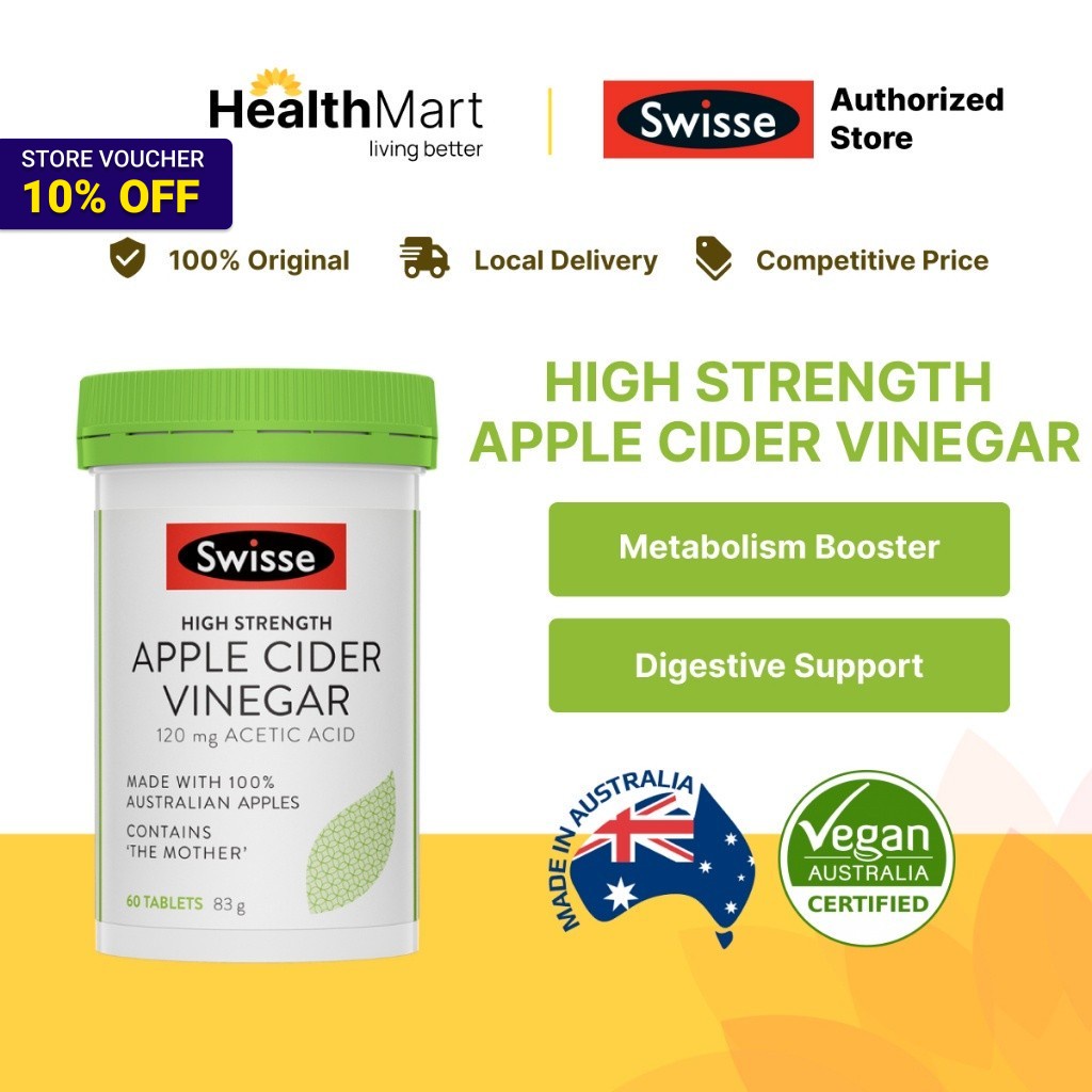 Sg Swisse High Strength Apple Cider Vinegar 60 Tablets Vegan And Vegetarian Friendly 5675