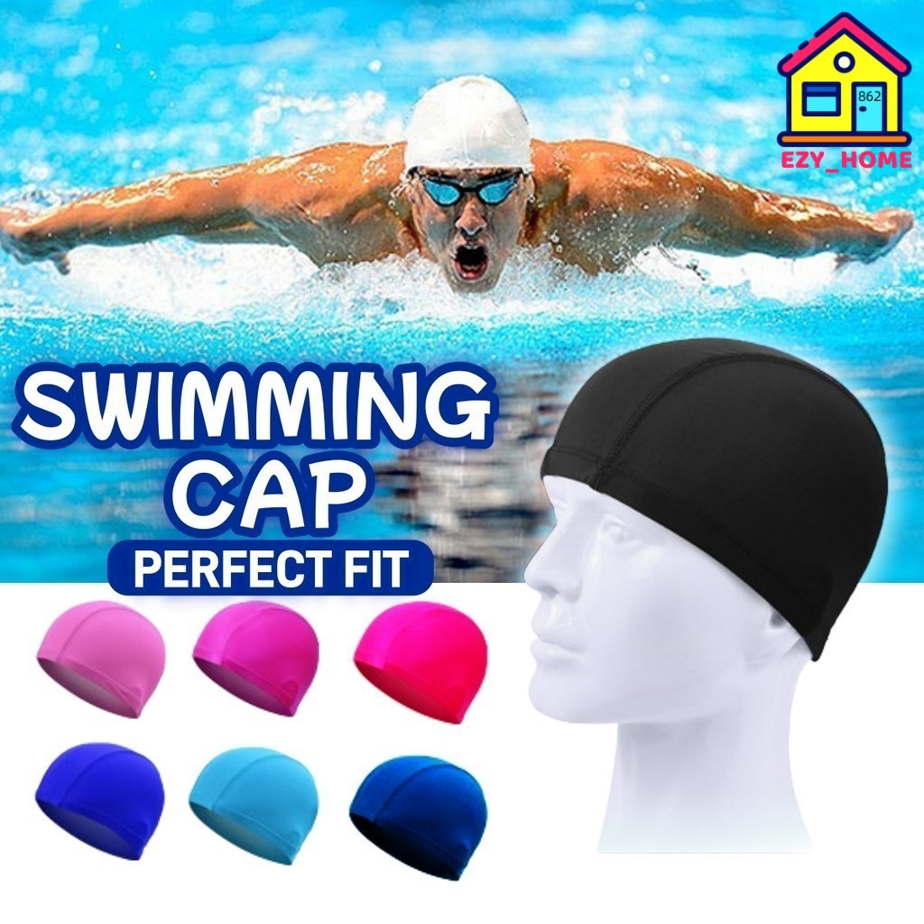 Adult Swimming Cap Unisex Swim Cap Waterproof Non-slip Head Cover PU ...