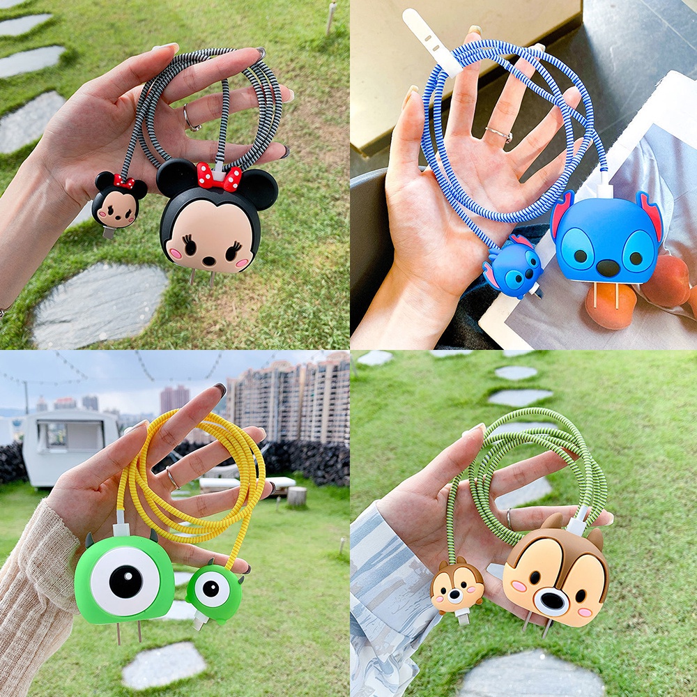 4piece IPhone/iPad Protector 18W/20W Charger Protection Cute Cartoon