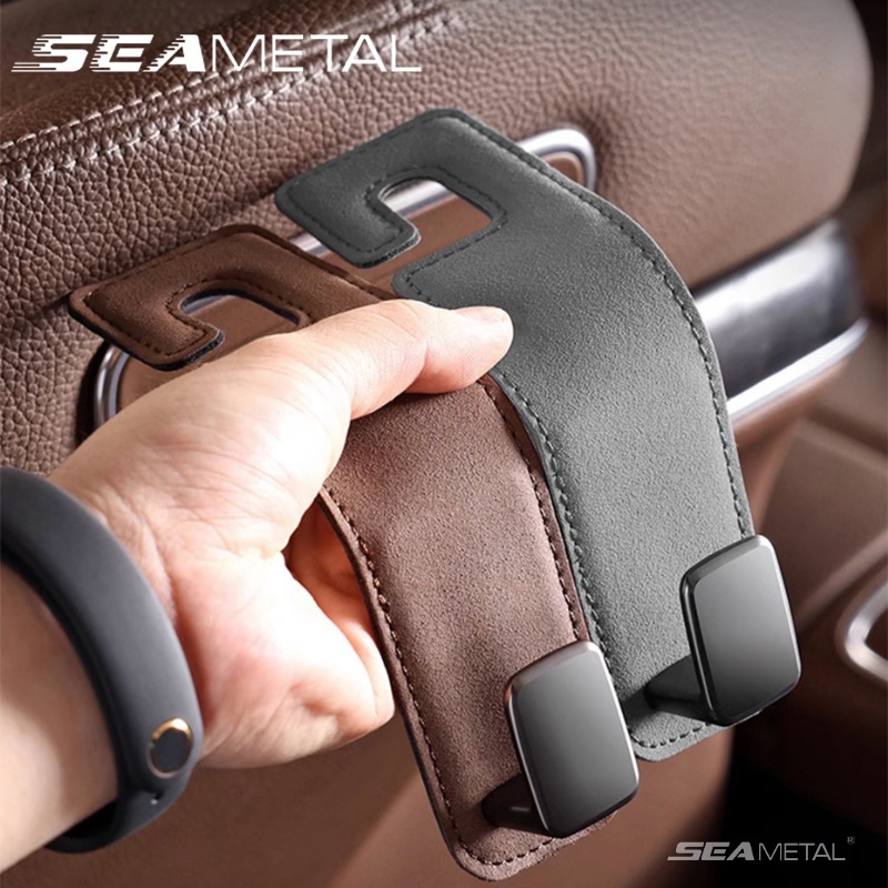 SEAMETAL Car Seat Headrest Hook Leather Metal Hook Storage Hanger Car