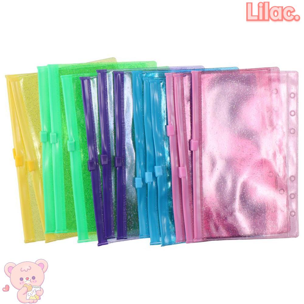 LILAC 15PCS A6 Binder Pockets, 5 Colors Glitter Binder Pouches, Cash