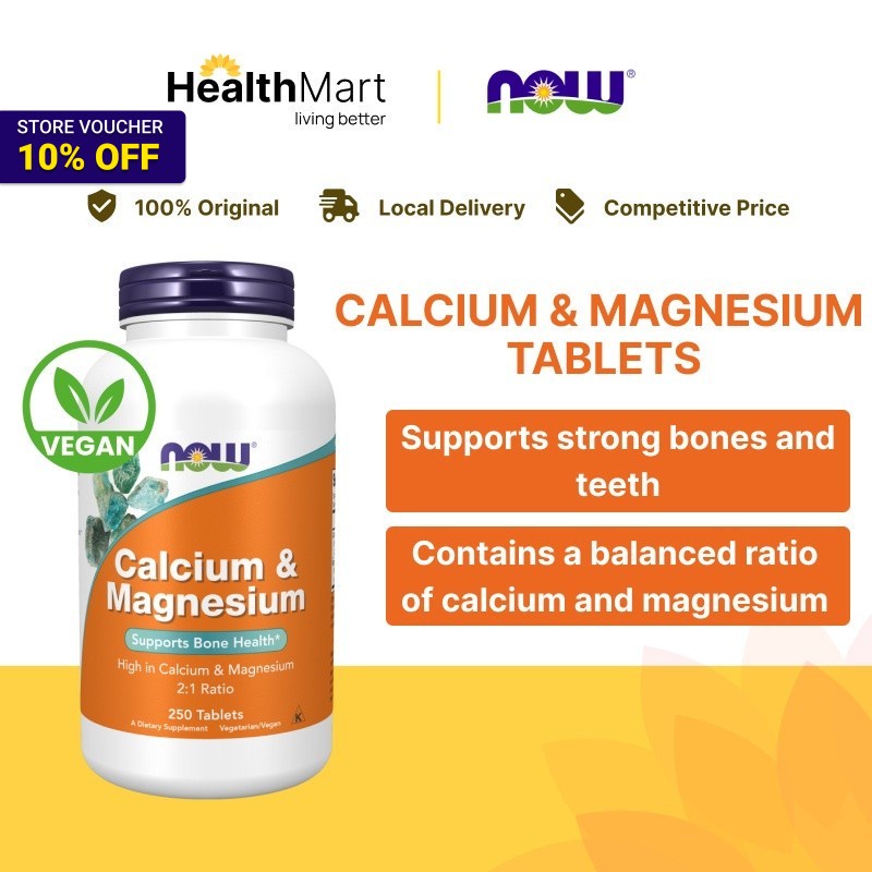 [SG] Now Foods, Calcium & Magnesium, 250 Tablets [Supports strong bones