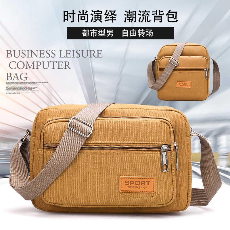 Mens leather and hot sale canvas messenger bag